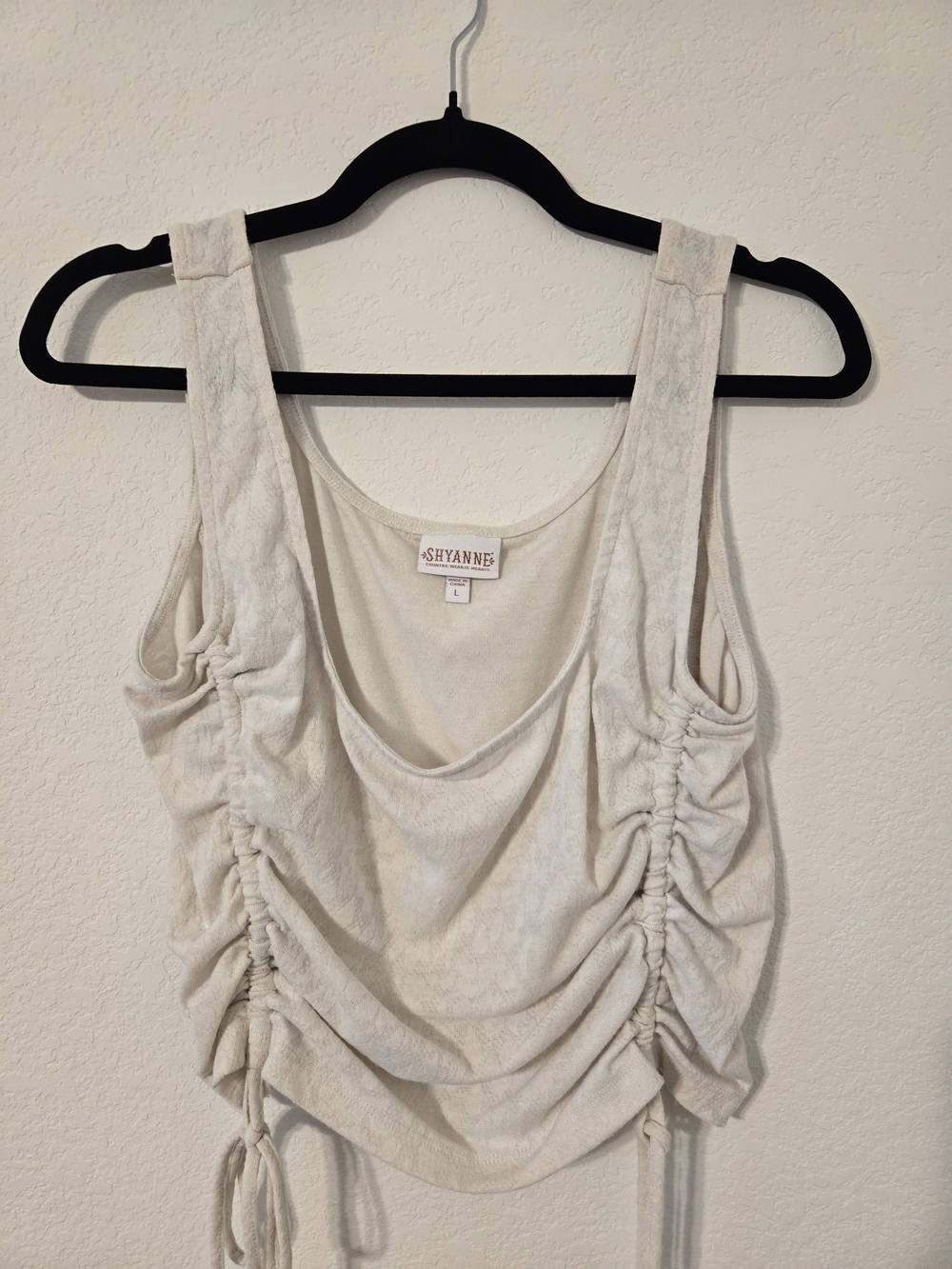 Shyanne Ivory Ruched Drawstring Tank Top